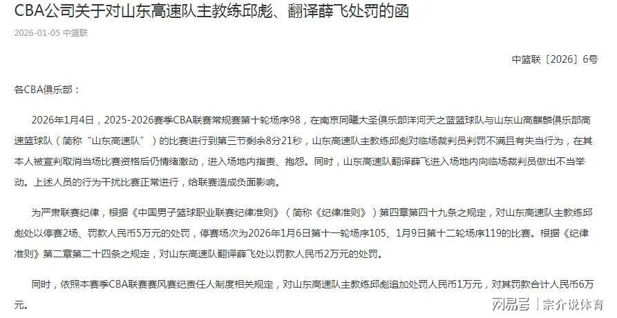 CBA重磅罚单，老实人被顶格处罚，球迷愤怒，杜锋杨鸣要注意了