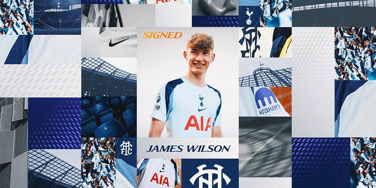 官方：热刺租借签下18岁前锋詹姆斯威尔逊，含买断权