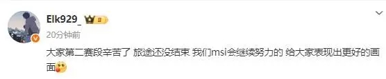 Elk赛后更博：我们MSI会继续努力的，给大家表现出更好的画面