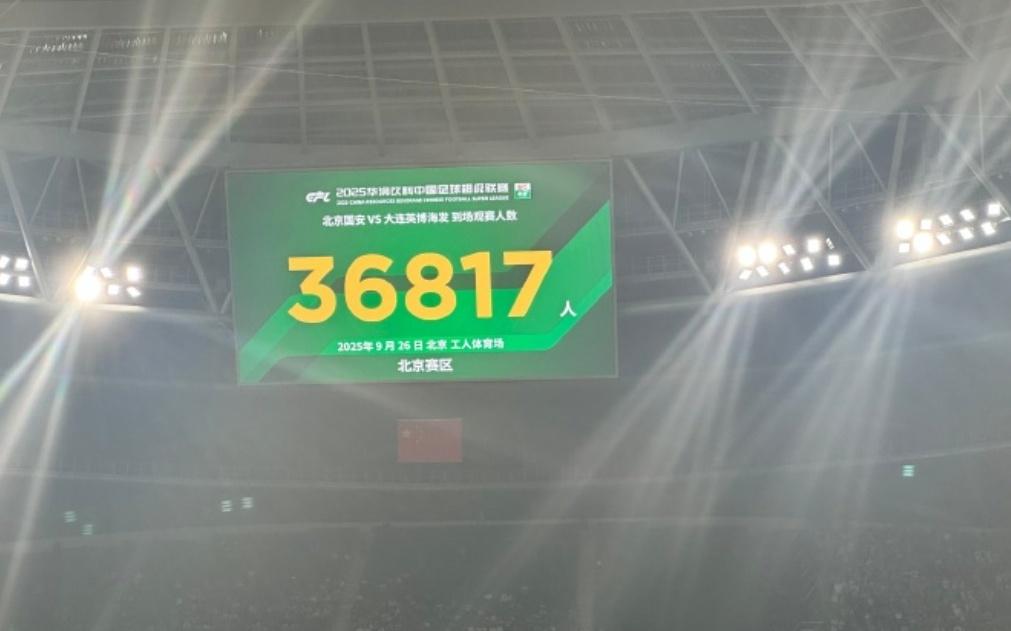 国安vs英博现场36817名观众，创本赛季工体上座率新低