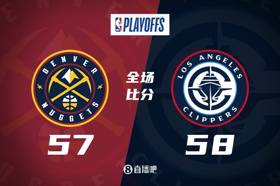 G6半场快船主场领先掘金1分哈登21分4助约基奇20分5板4助