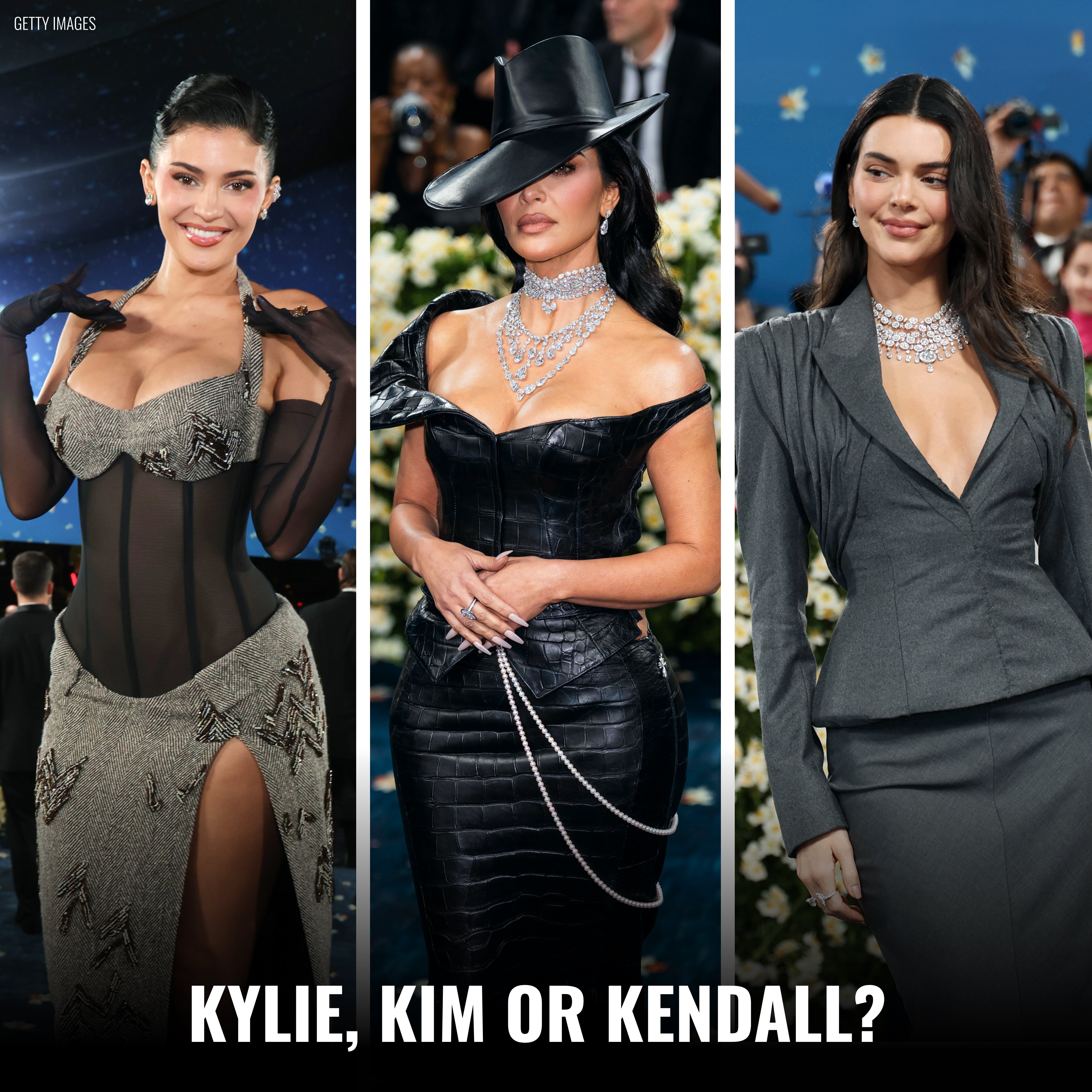 卡戴珊MetGala：詹娜镂空西装金卡鳄鱼皮裙小妹大秀美胸