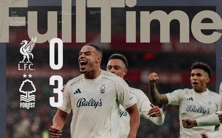 客场30击败利物浦，森林自今年4月以