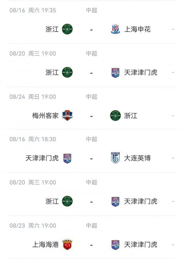 魔鬼赛程！改期后浙江8天3赛津门虎7天内对阵英博、浙江、海港！