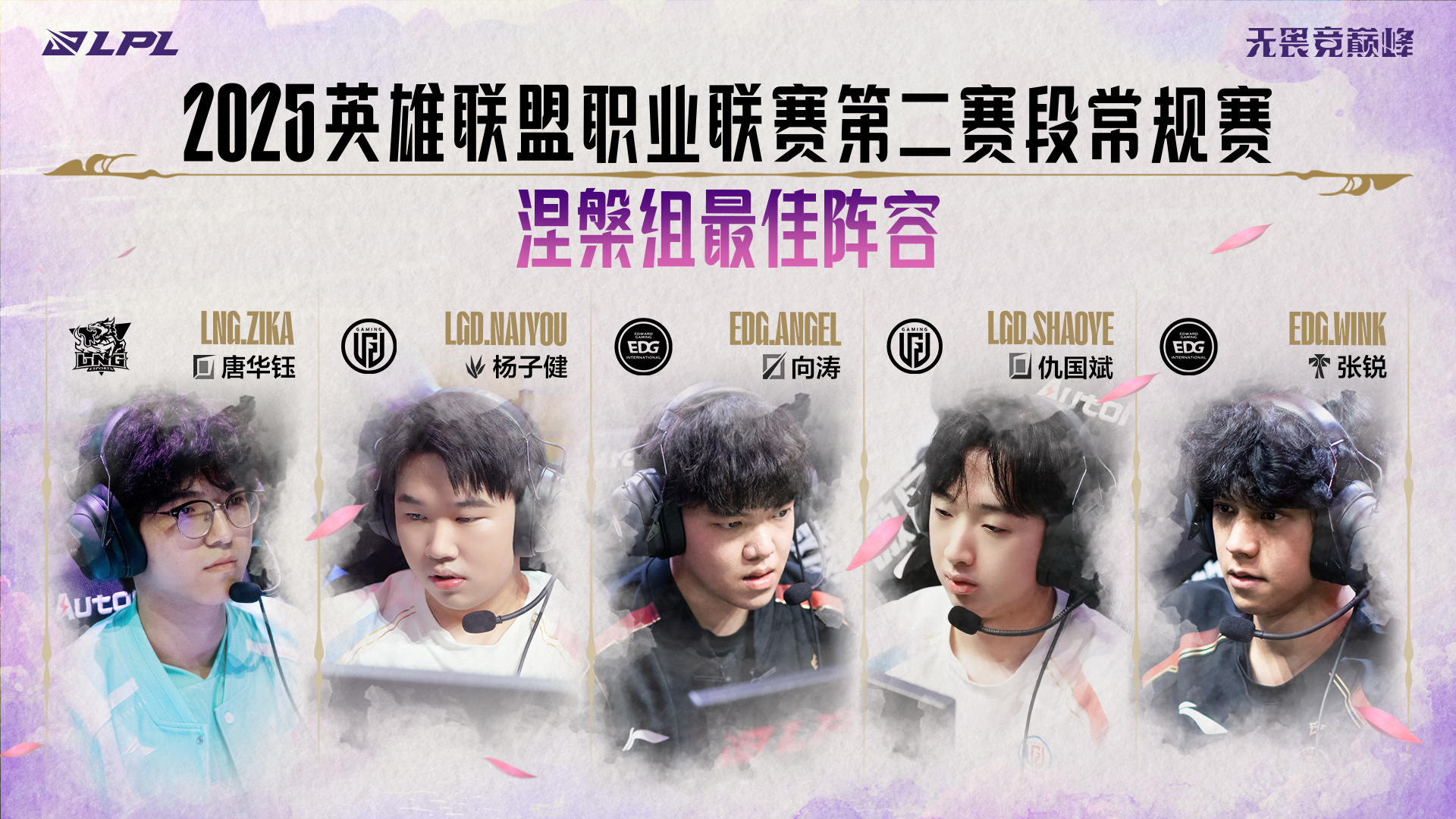 涅槃组最佳阵容公布：Zika、Naiyou、Angel、Shaoye、Wink