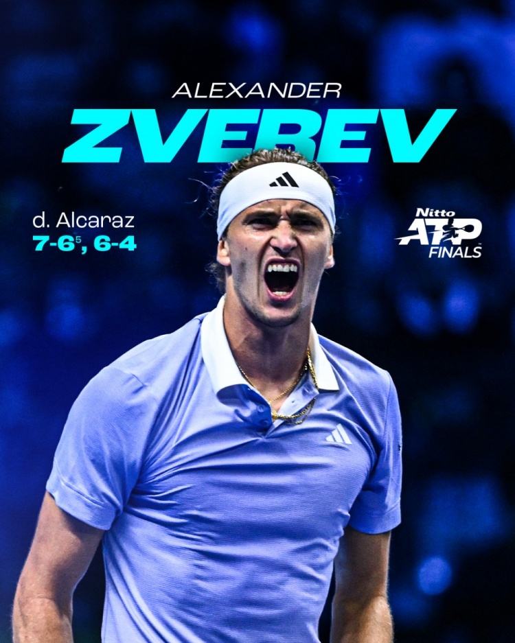 ATP年终总决赛小组赛：兹维列夫20阿尔卡拉斯，三战全胜头名晋级