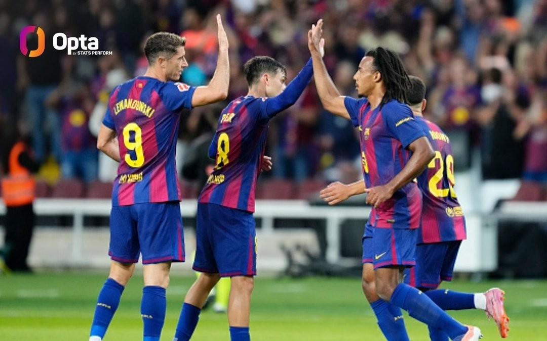 近15次西甲交手13胜2平,为巴萨对阿拉维斯最长不败纪录