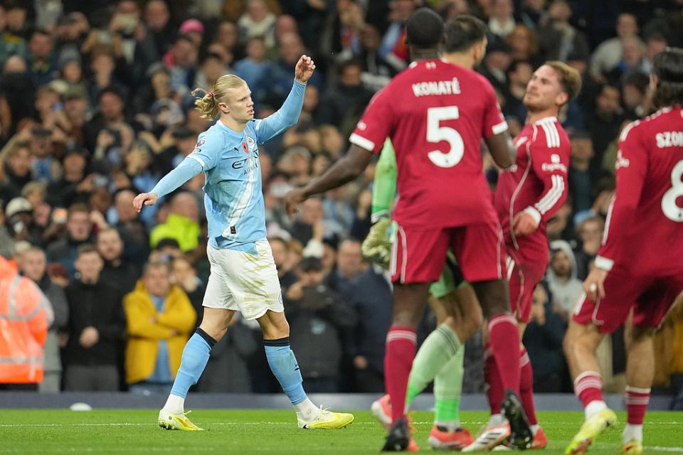 曼城30利物浦距榜首4分!哈兰德失点+斩英超第14球多库世界波