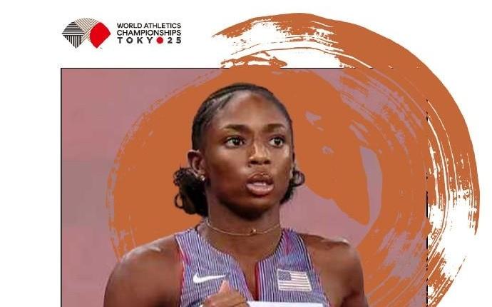女子200米：杰斐逊伍登21秒68夺冠，成为本届世锦赛双金王