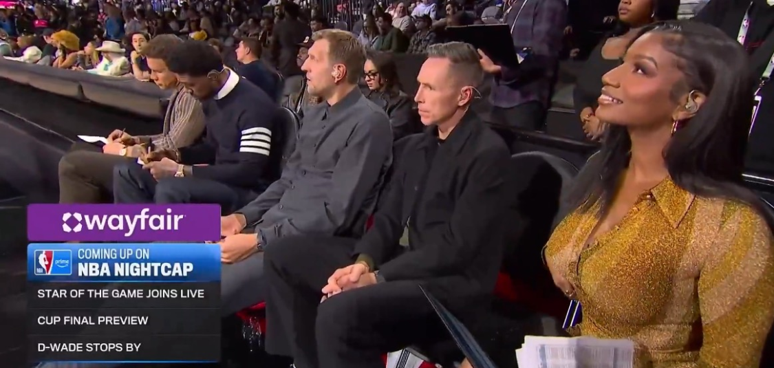 雷霆不敌马刺场边星光熠熠!美女主持坐纳什旁镜头捕捉超美一幕