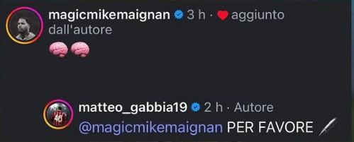 迈尼昂在加比亚社媒动态下留言，后者回复：请续约