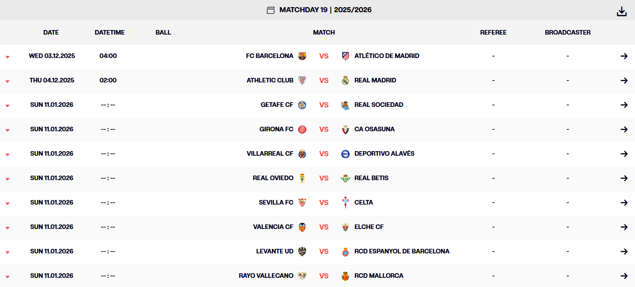 让路西超杯,西甲第19轮马竞vs巴萨、毕包vs皇马提前