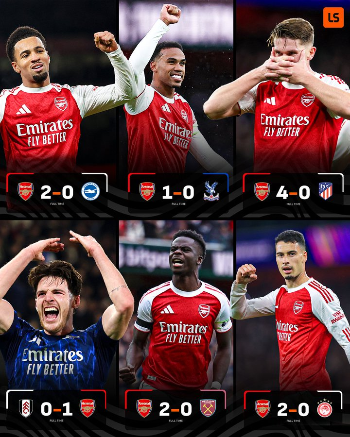 豪横！整个10月阿森纳各条战线6战全