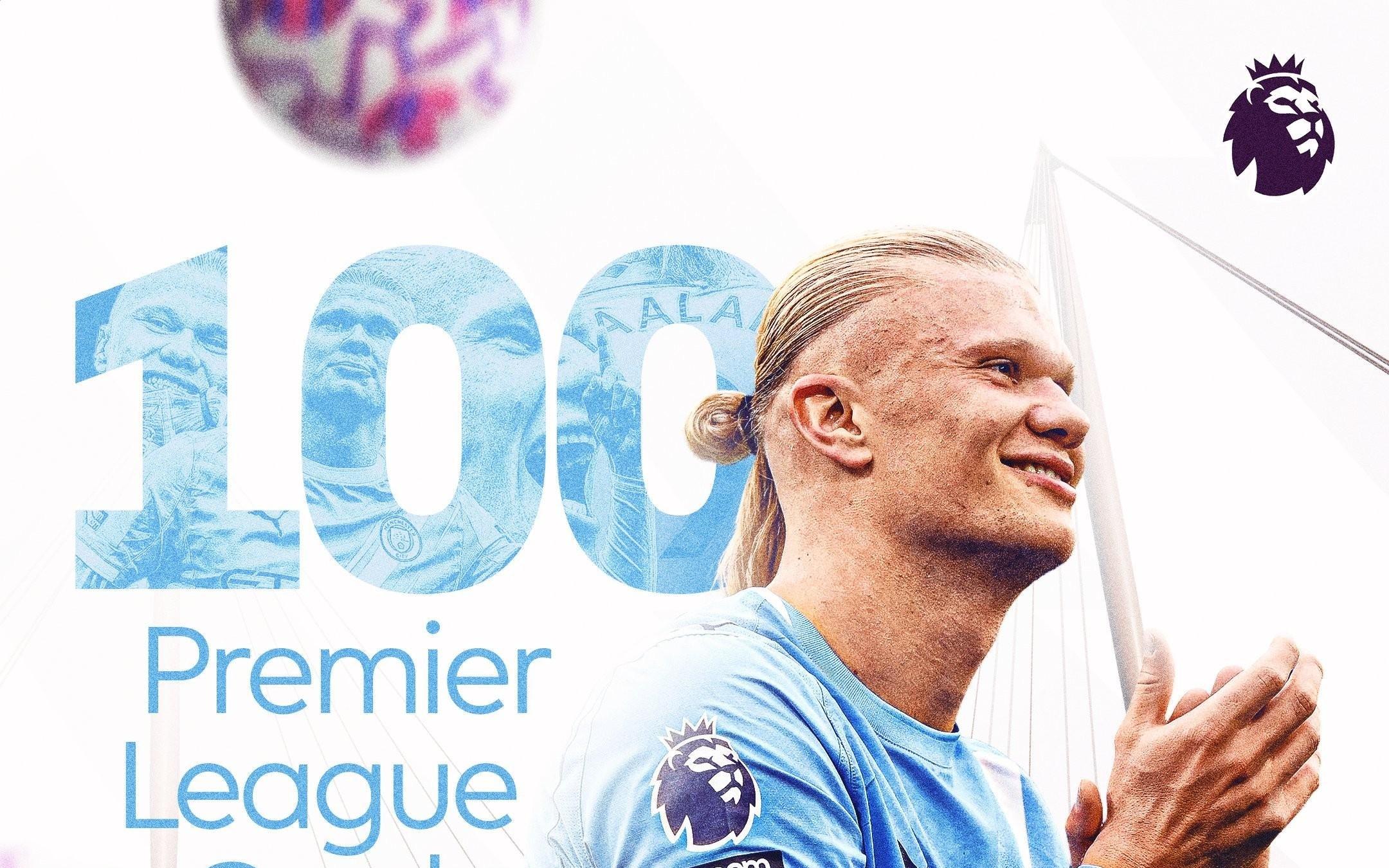 只用了111场,哈兰德实现英超联赛历史最快100球