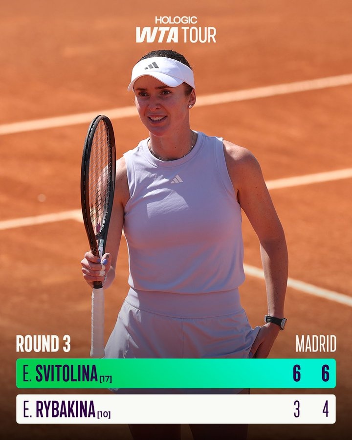 莱巴金娜02不敌斯维托莉娜，止步WTA1000马德里站32强