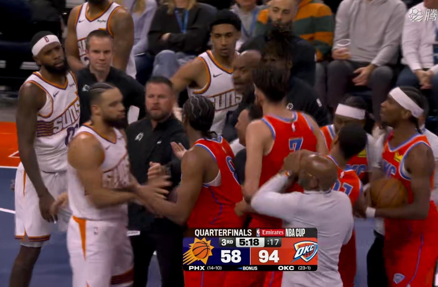 雷霆24胜1负平勇士!太阳打不过球打人,驱逐都没用,NBA大结局了