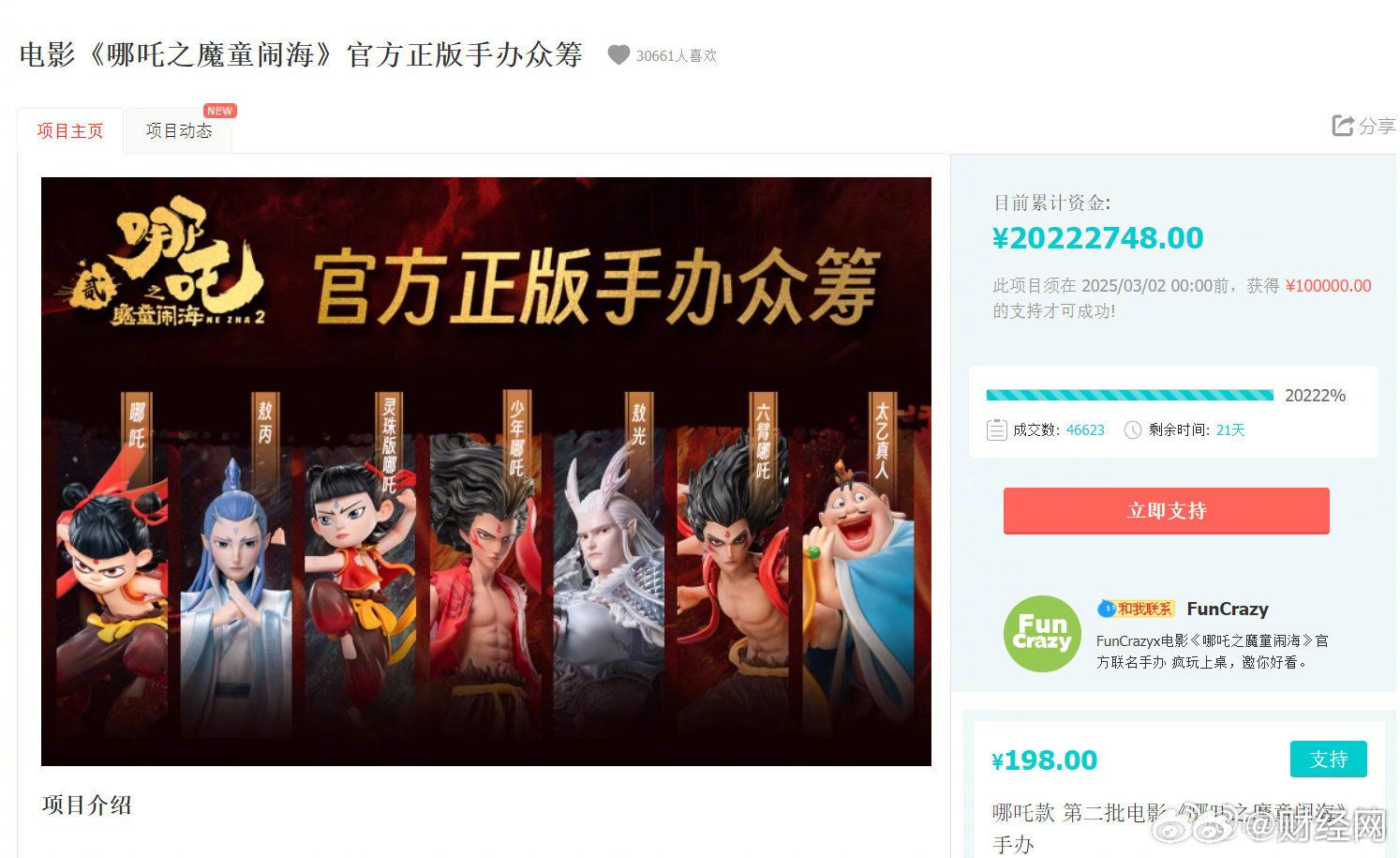 完成率超20220%！《哪吒2》官方手办已众筹超2020万