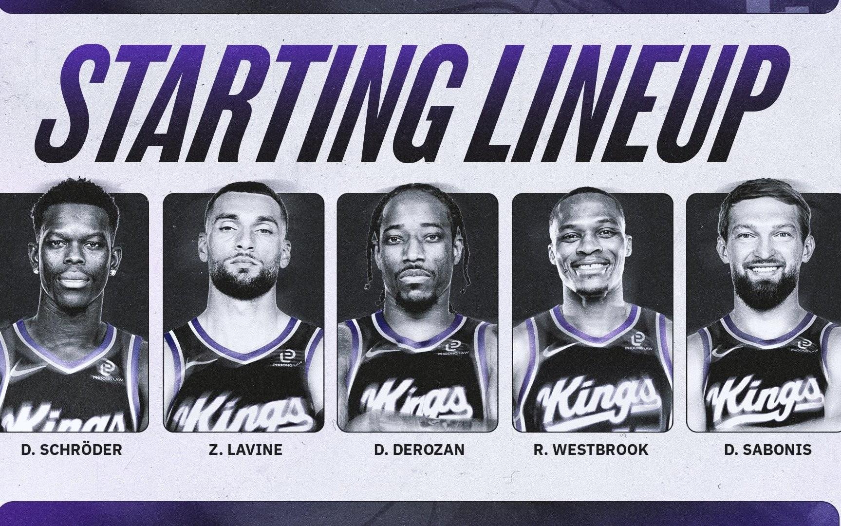 干哪来了1米91的威斯布鲁克将担任国王首发大前锋客战掘金