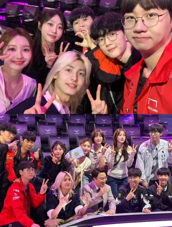 韩国女艺人智秀分享与Lehends、Viper、Doran选手合照