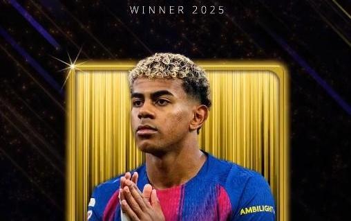 官方：亚马尔当选环球足球奖2025年最佳前锋