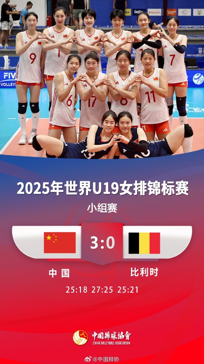 U19女排世锦赛：中国30比利时，小组第二晋级&将战塞尔维亚