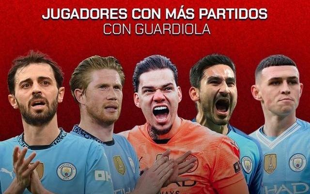 瓜帅麾下球员出场榜：B席421场居首，德布劳内381场次席