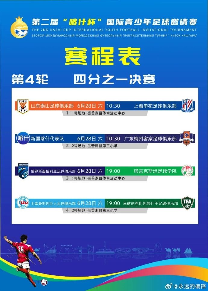 喀什杯青年邀請賽14決賽對陣：泰山vs申花，新疆喀什vs梅州客家