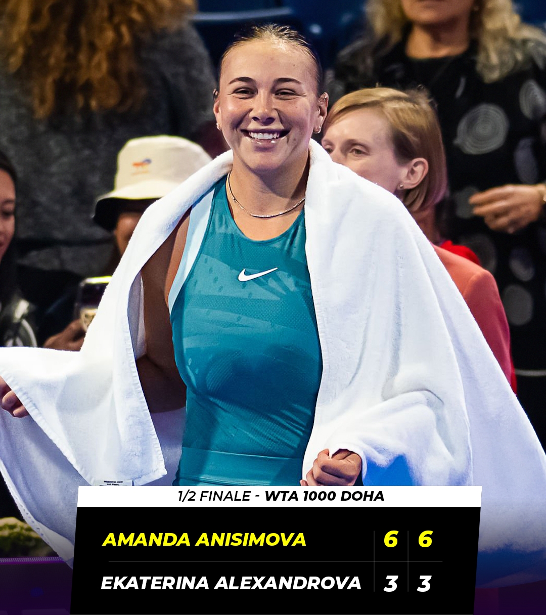WTA1000多哈站：阿尼西莫娃20击败亚历山德洛娃晋级决赛