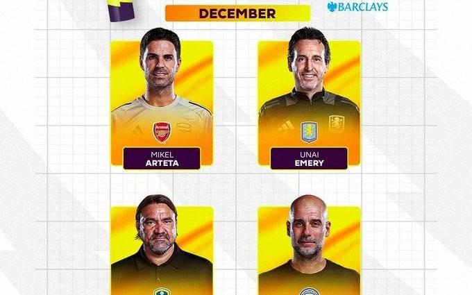 英超12月最佳教练提名：阿尔特塔、瓜帅、埃梅里及法尔克入围