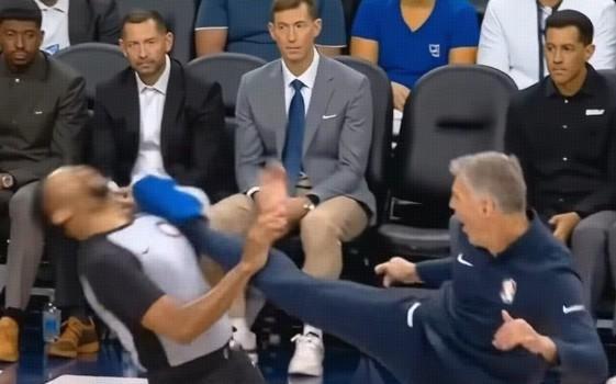 看热闹！奥尼尔转发AI生成的科尔拳打脚踢暴揍裁判视频