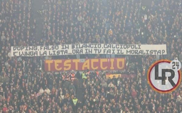 罗马球迷横幅嘲讽尤文：兴奋剂、财务造假、电话门，现在你开始装好人