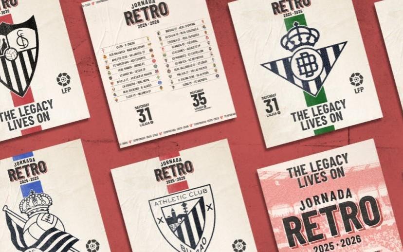 官方：西甲推出首个复古主题比赛日活动，球员着复古球衣比赛