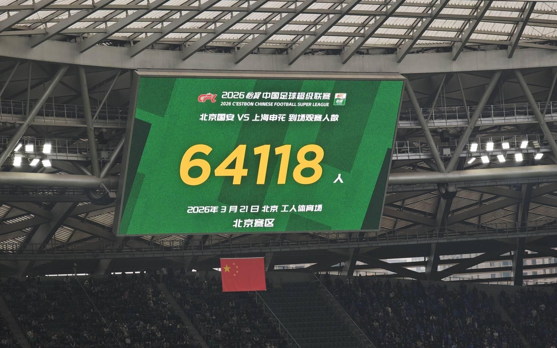 国安官方：感谢到场的64118名球迷的助威与呐喊