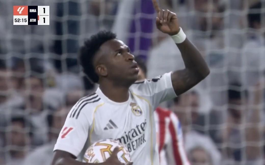 点球破门，维尼修斯第13次西甲对阵马竞首次取得进球