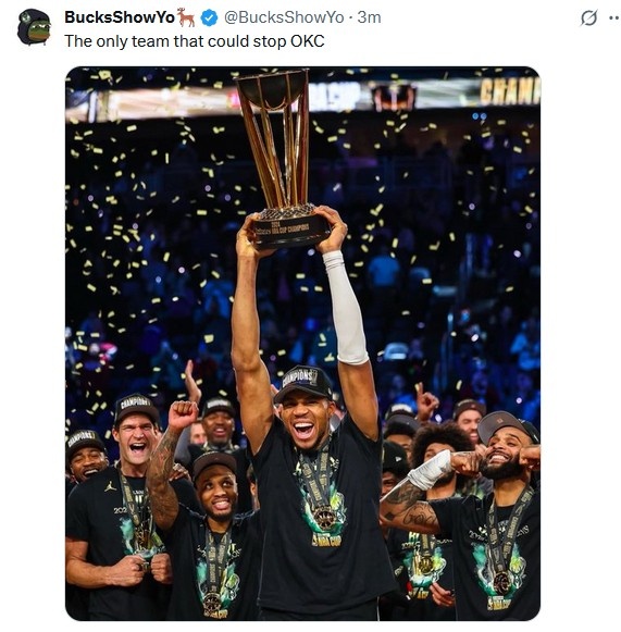NBA杯冠军雄鹿自媒体：我们是唯一能阻止雷霆夺冠的球队