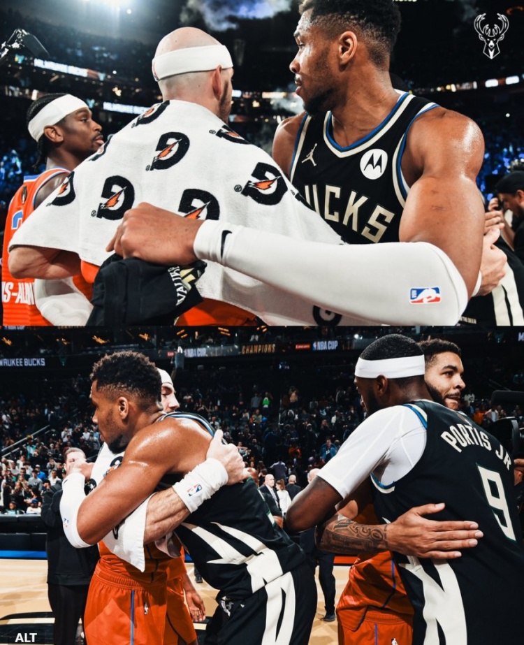 我们击败过你们呦！雄鹿官推晒NBA杯决赛图祝贺雷霆夺得总冠军