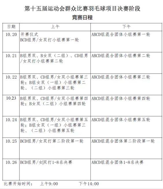 十五运会群众比赛羽毛球项目决赛本月举办,可预约免费观赛