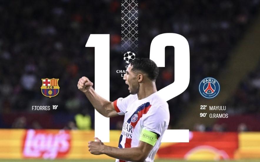 巴黎客场战胜巴塞罗那！迎来欧冠两连胜！