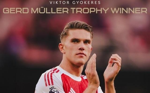 阿森纳官方晒海报，祝贺约克雷斯获得2025年盖德穆勒奖