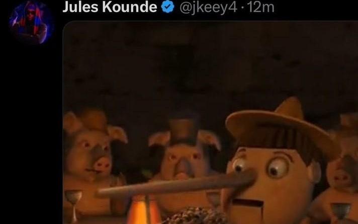 记者称孔德受伤将缺战西超杯，球员社媒发匹诺曹表情回应