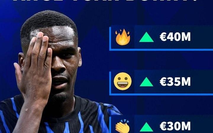 德转预热国米前锋博尼身价上涨：最低2500万欧，最高4000万欧