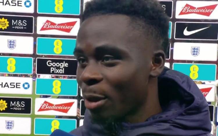 萨卡：能够回归英格兰队并取得进球真的很开心，这种感觉很好