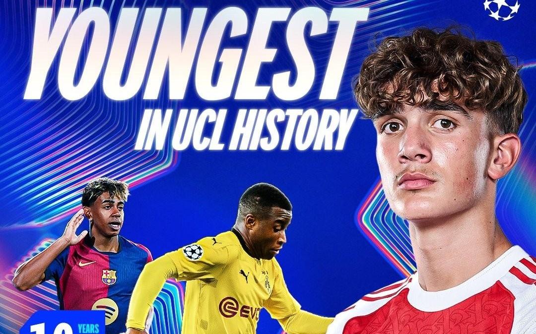 15岁308天，道曼成为欧冠联赛历史最年轻出场球员