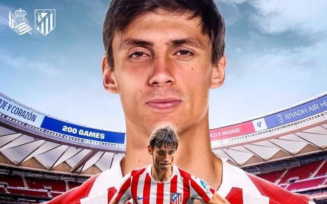 西甲官方发布海报，祝贺马竞后卫勒诺尔芒迎来西甲200场里程碑