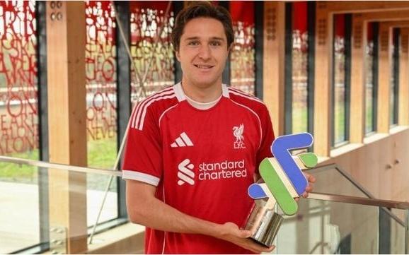 官方:费代里科基耶萨当选利物浦9月队内最佳球员