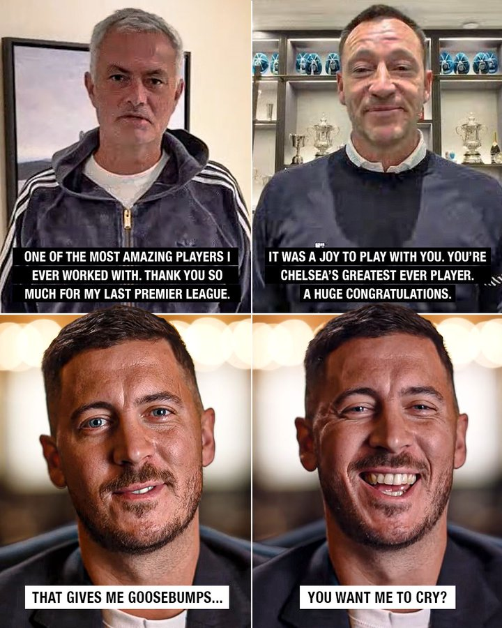 阿扎尔入选英超名人堂，穆帅送祝福：你是我合作过的最佳之一