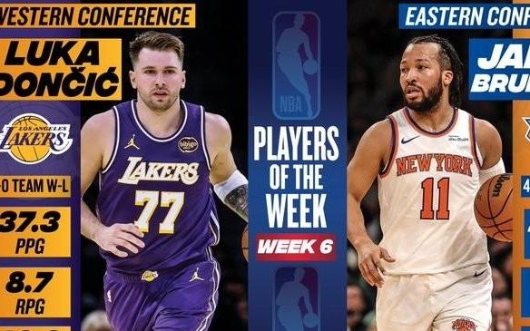 NBA周最佳：东契奇和布伦森当选，扎克伊迪强势表现获提名