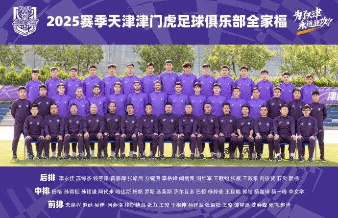 向着成功勇敢冲锋！2025赛季天津津门虎足球俱乐部一线队全家福
