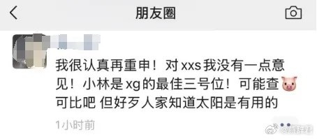XG老板朋友圈力挺XXS：对xxs我没有一点意见小林是XG最佳三号位