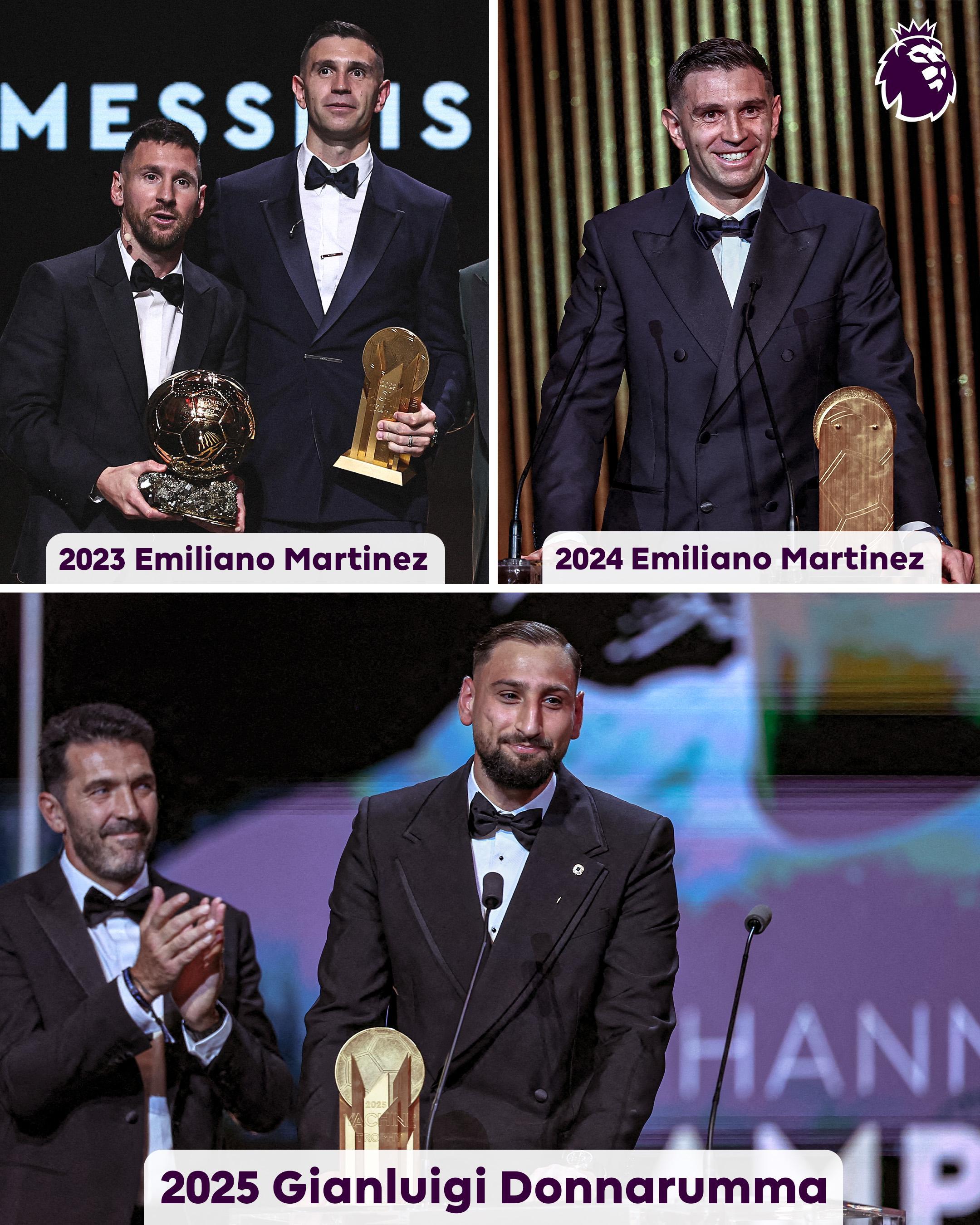 多纳鲁马荣膺雅辛奖，该奖连续三年得主都是英超门将